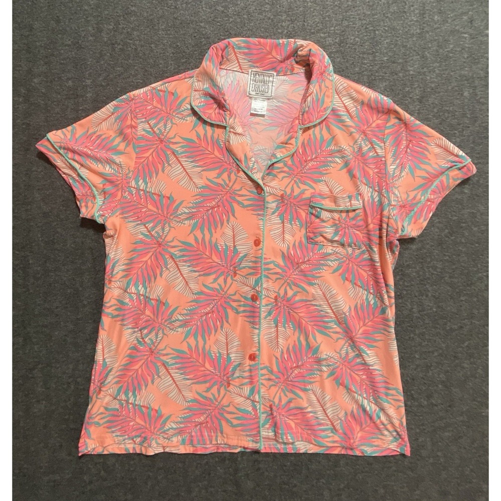 Mentally Exhausted Women's Colorful Palm Print Shirt Size M